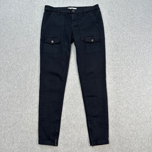 Joie Jeans WMNS 29 Black So-Real Skinny Cargo Pockets Mid Rise Ankle Zip Stretch - Picture 1 of 12